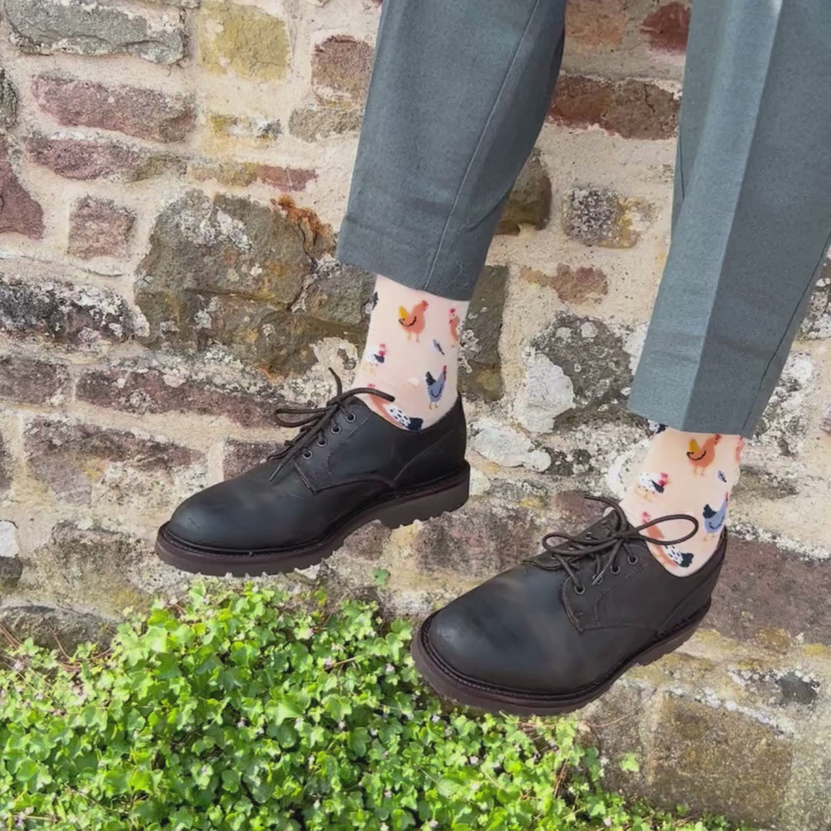 Beige socks with animal pattern