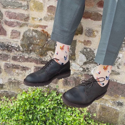 Beige socks with animal pattern