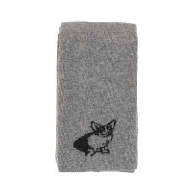 Corgi dog motif scarf in grey