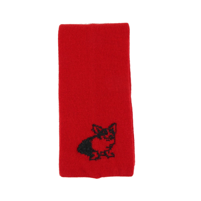 Corgi dog motif scarf in red