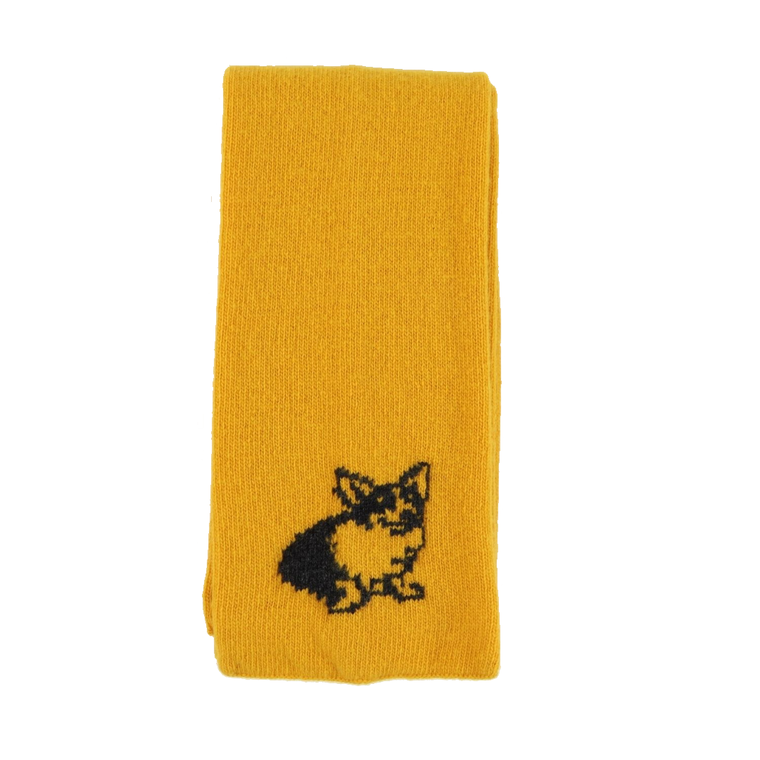 Corgi dog motif scarf in gold