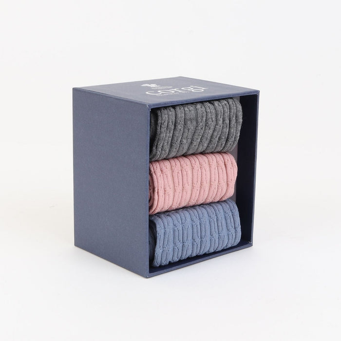 Women's Cable Knit 3-Pair Cotton Gift Box - Corgi Socks