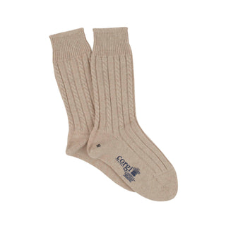 Women's Luxury Hand Knitted Mini Cable Pure Cashmere Socks - Corgi Socks