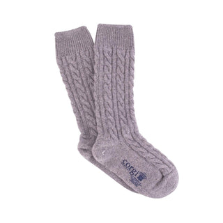 Women's Luxury Hand Knitted Prince of Wales Cable Pure Cashmere Socks - Corgi Socks