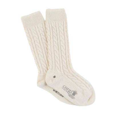 Women's Luxury Hand Knitted Prince of Wales Cable Pure Cashmere Socks - Corgi Socks