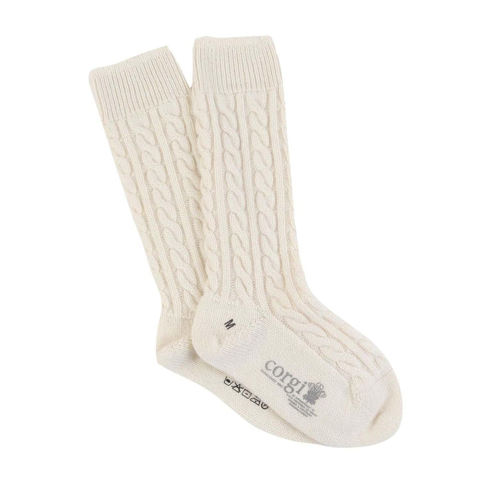 Women's Luxury Hand Knitted Prince of Wales Cable Pure Cashmere Socks - Corgi Socks