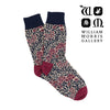Floral patterned sock with William Morris Gallery branding on a white background