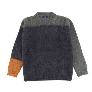 Men's Crew Neck Colour Block Mohair Sweater
