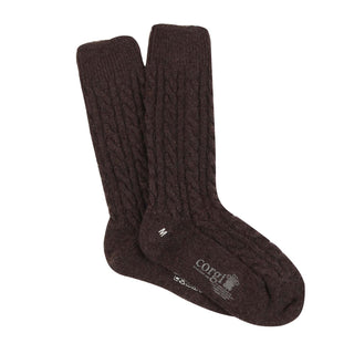 Men's Luxury Hand Knitted Prince of Wales Cable Pure Cashmere Socks