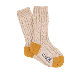 Women's Luxury Hand Knitted Cable Marl Cashmere & Cotton Socks
