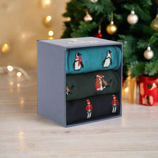 Men's 3-Pair Festive Patterned Gift Box