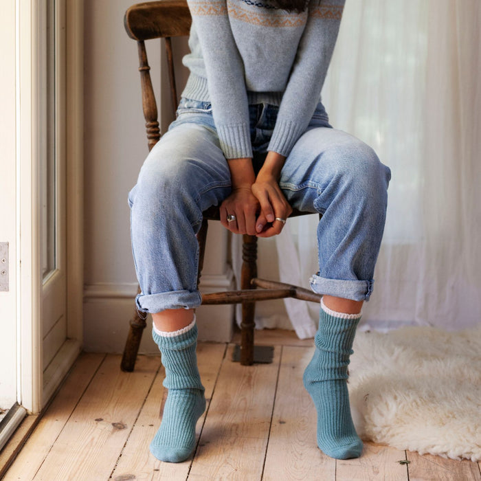 Women's Cashmere & Cotton Contrast Tip Slouch Socks