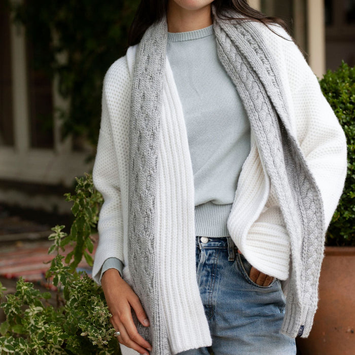 Chunky Cross Cable Knit Cashmere Scarf