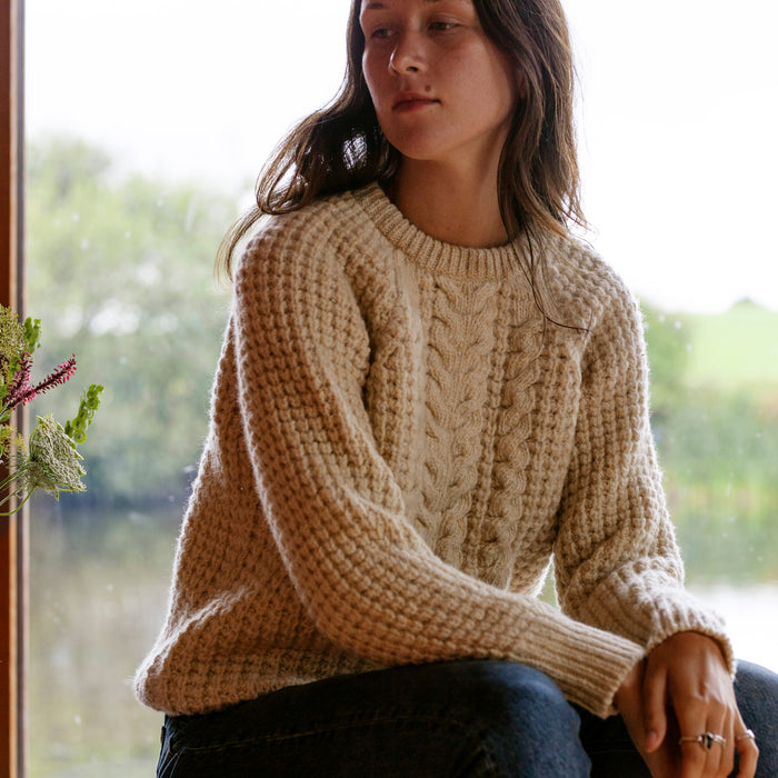 Women's Cable Donegal Wool Sweater